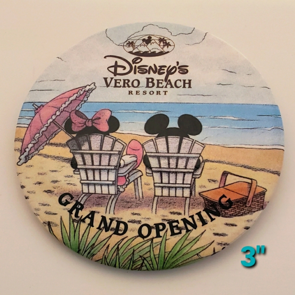 Disney's Vero Beach Resort Grand Opening Large Button Pin 1995